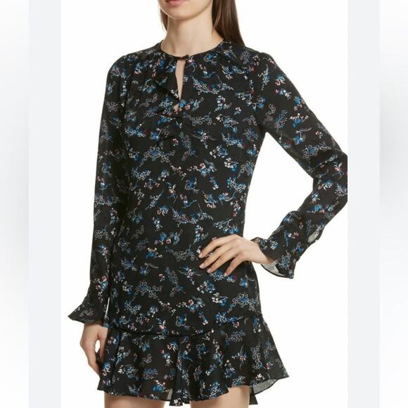 Veronica Beard Preston Silk Floral Ruffle Mini Dress Sz 2 - Picture 3 of 11